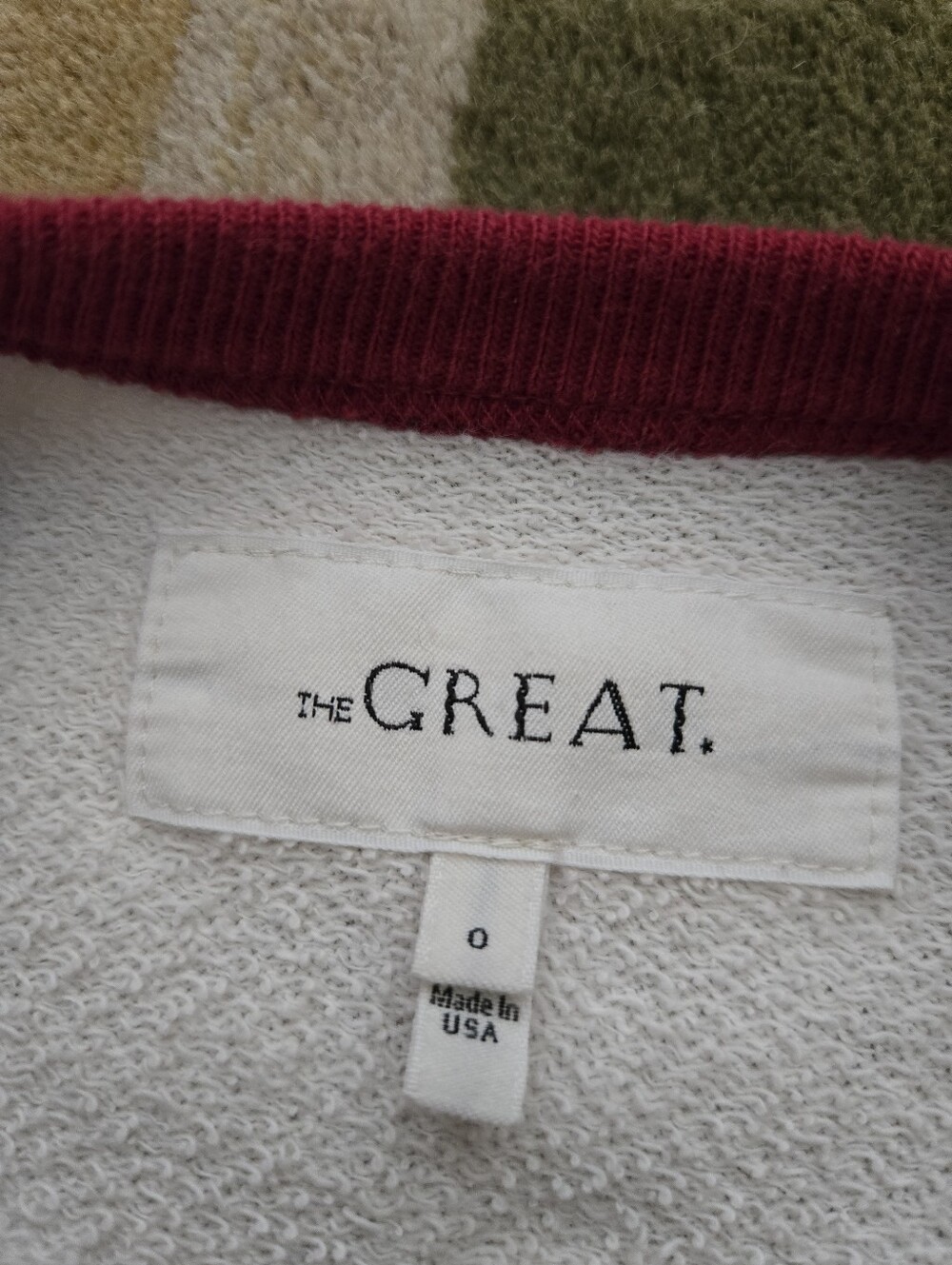 The Great. College Sweatshirt Retro Raglan Sleeve Color-blocked Crewneck Size 0 - Picture 3 of 9